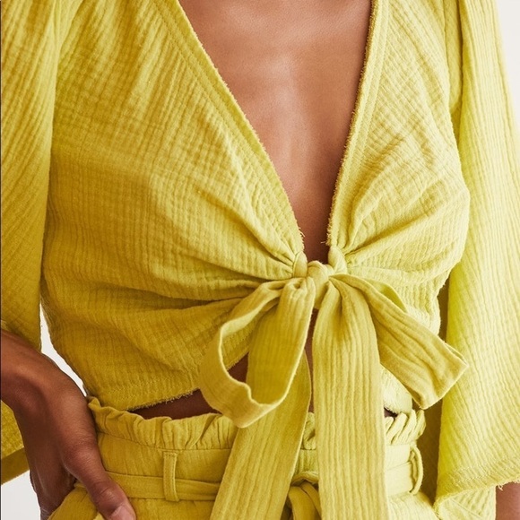 Lulu’s NWT Friendship Lime Green Tie-Front Crop Top Size Medium - Picture 3 of 9